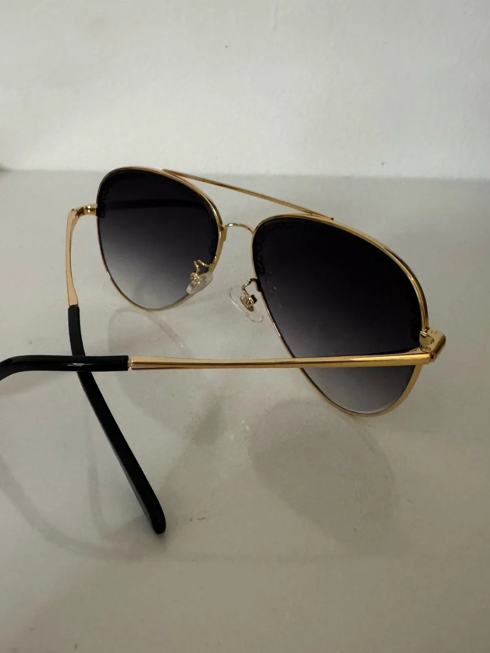 Dolce & Gabbana Gold Frame Black Gradient Aviator Sunglasses with Filigree